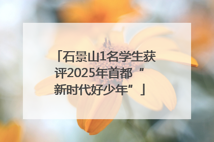 石景山1名学生获评2025年首都“新时代好少年”