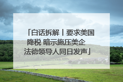 白话拆解丨要求美国降税 暗示施压美企 法德领导人同日发声
