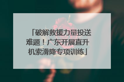 破解救援力量投送难题！广东开展直升机索滑降专项训练