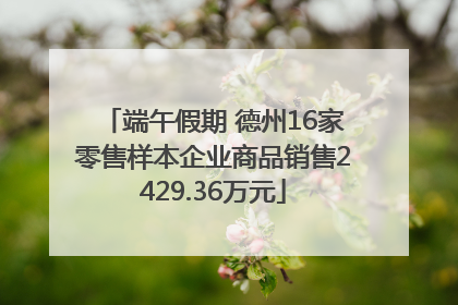 端午假期 德州16家零售样本企业商品销售2429.36万元