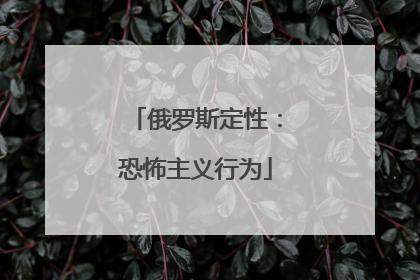 俄罗斯定性：恐怖主义行为