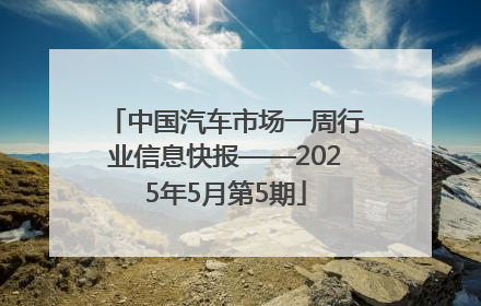 中国汽车市场一周行业信息快报——2025年5月第5期