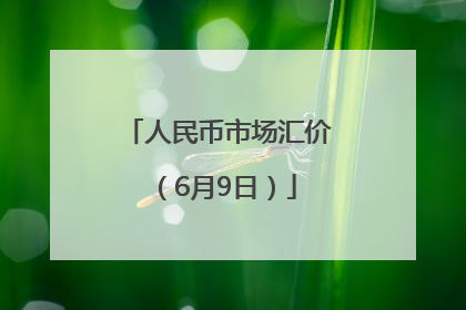 人民币市场汇价（6月9日）