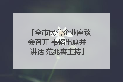 全市民营企业座谈会召开 韦韬出席并讲话 范兆森主持