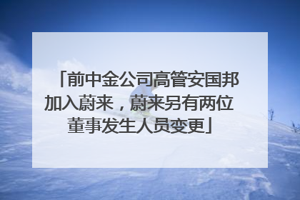 前中金公司高管安国邦加入蔚来，蔚来另有两位董事发生人员变更