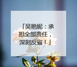 吴艳妮：承担全部责任，深刻反省！