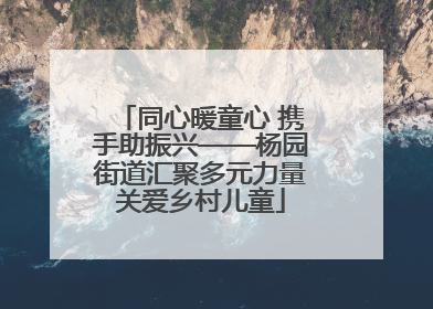 同心暖童心 携手助振兴——杨园街道汇聚多元力量关爱乡村儿童