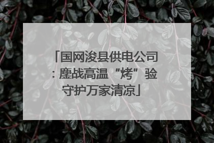 国网浚县供电公司：鏖战高温“烤”验 守护万家清凉