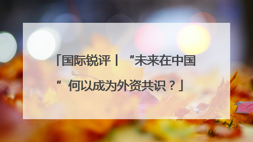 国际锐评丨“未来在中国”何以成为外资共识？