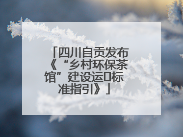 四川自贡发布《“乡村环保茶馆”建设运⾏标准指引》