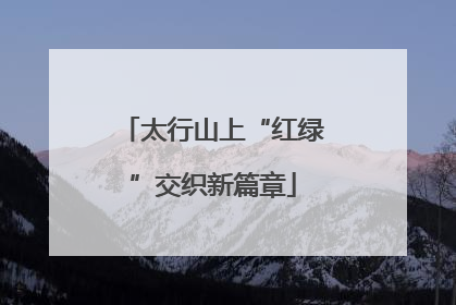 太行山上“红绿”交织新篇章