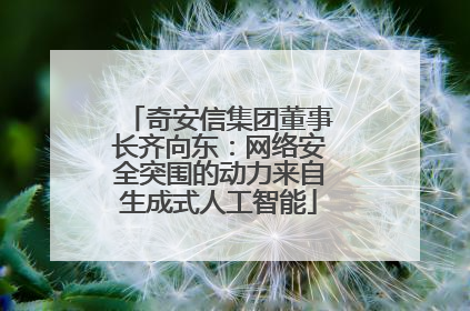 奇安信集团董事长齐向东：网络安全突围的动力来自生成式人工智能