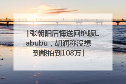 张朝阳后悔送回绝版Labubu，胡润称没想到能拍到108万
