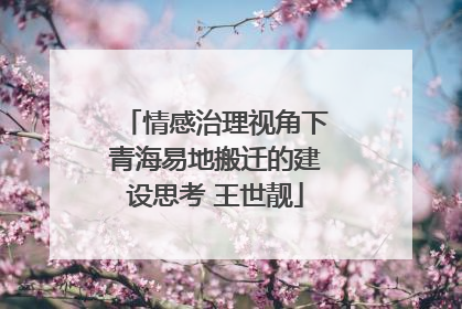 情感治理视角下青海易地搬迁的建设思考 王世靓