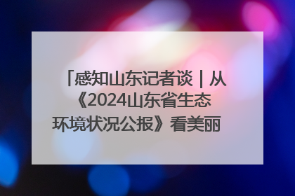 感知山东记者谈｜从《2024山东省生态环境状况公报》看美丽山东建设的“成绩单”与“任务书”
