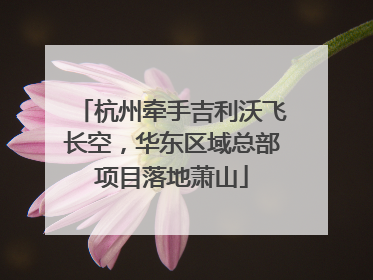 杭州牵手吉利沃飞长空，华东区域总部项目落地萧山