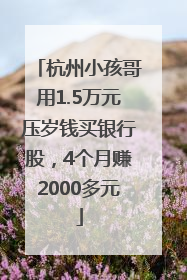 杭州小孩哥用1.5万元压岁钱买银行股，4个月赚2000多元