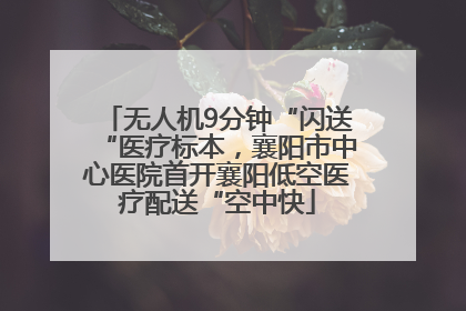 无人机9分钟“闪送“医疗标本，襄阳市中心医院首开襄阳低空医疗配送“空中快