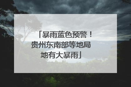 暴雨蓝色预警！贵州东南部等地局地有大暴雨