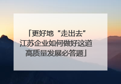 更好地“走出去” 江苏企业如何做好这道高质量发展必答题