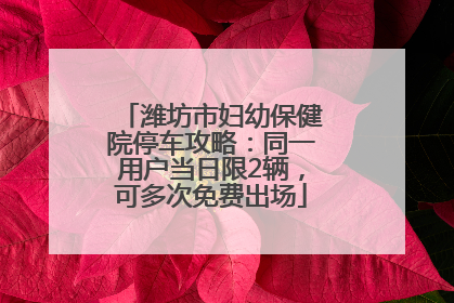 潍坊市妇幼保健院停车攻略：同一用户当日限2辆，可多次免费出场