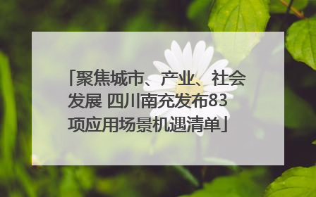 聚焦城市、产业、社会发展 四川南充发布83项应用场景机遇清单