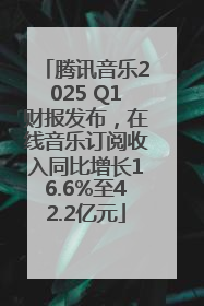 腾讯音乐2025 Q1财报发布，在线音乐订阅收入同比增长16.6%至42.2亿元