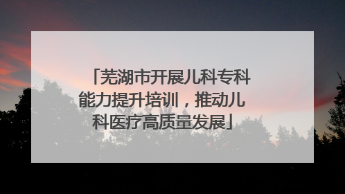芜湖市开展儿科专科能力提升培训，推动儿科医疗高质量发展