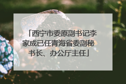 西宁市委原副书记李家成已任青海省委副秘书长、办公厅主任