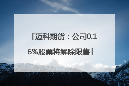 迈科期货：公司0.16%股票将解除限售