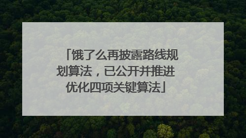 饿了么再披露路线规划算法，已公开并推进优化四项关键算法