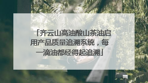 齐云山高油酸山茶油启用产品质量追溯系统，每一滴油都经得起追溯