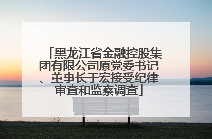 黑龙江省金融控股集团有限公司原党委书记、董事长于宏接受纪律审查和监察调查