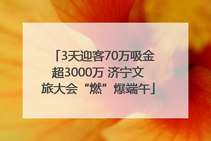 3天迎客70万吸金超3000万 济宁文旅大会“燃”爆端午