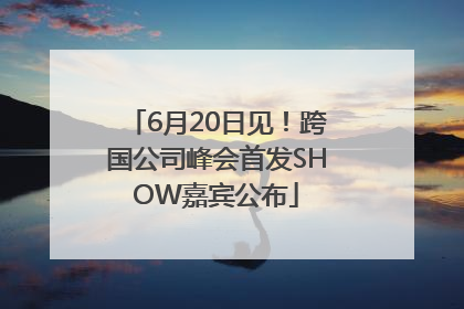 6月20日见！跨国公司峰会首发SHOW嘉宾公布