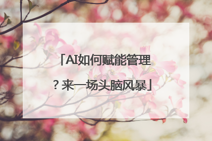AI如何赋能管理？来一场头脑风暴